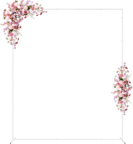 Miniatura 18 de Wokceer Soporte de Arco de Telón de Fondo para Boda Cuadrado 6.6 pies x 6.6 pies Soporte de Arco de Globos de Metal Dorado Pérgola de Jardín Marco