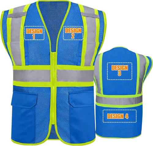 Miniatura 39 de Chalecos de seguridad con logotipo personalizado (S, M, L, XL, 2XL, 3XL, 4XL) Chalecos de seguridad reflectantes de alta visibilidad Clase 2