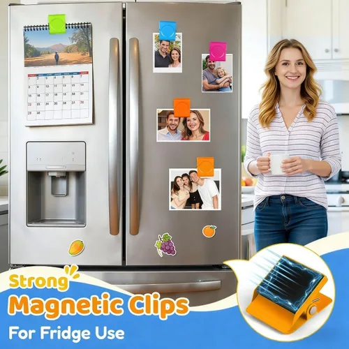 Miniatura 2 de Grtard Paquete de 8 clips magnéticos coloridos, clips magnéticos fuertes para nevera, clips magnéticos de metal para refrigerador, taquilla, pizarra