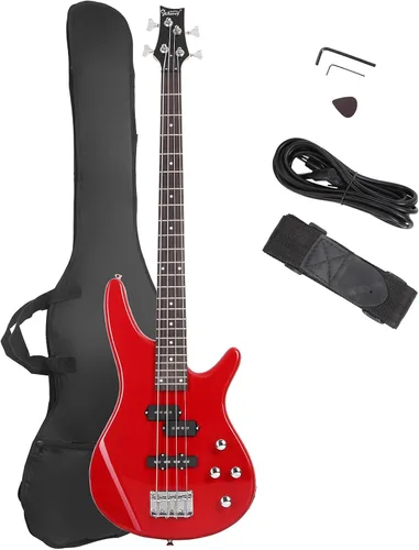 Miniatura 8 de GLARRY Bajo Guitarra Tamaño Completo de 4 Cuerdas, Bajo Exquisito y Elegante con Bolsa para Guitarra, Cable y Llave (Azul, Con AMP)
