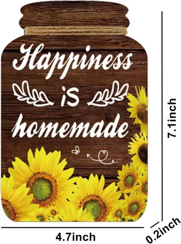 Miniatura 2 de Juego de 4 Piezas de Decoración de Pared de Cocina con Frascos Mason, Letreros de Madera para Cocina y Comedor, Arte de Pared Rústico, Decoración