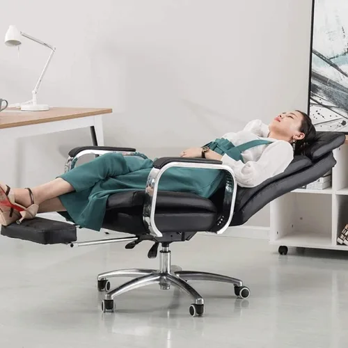 Miniatura 2 de Silla ejecutiva de oficina en casa grande y alta con reposapiés, sillas de escritorio ergonómicas de piel sintética, silla giratoria con altura