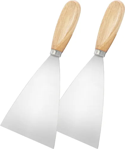 Miniatura 6 de Cuchillo de masilla, 2 raspadores de metal de 3 pulgadas, cuchillos de mango de madera para paneles de yeso, calcomanías, papel de pared, parches