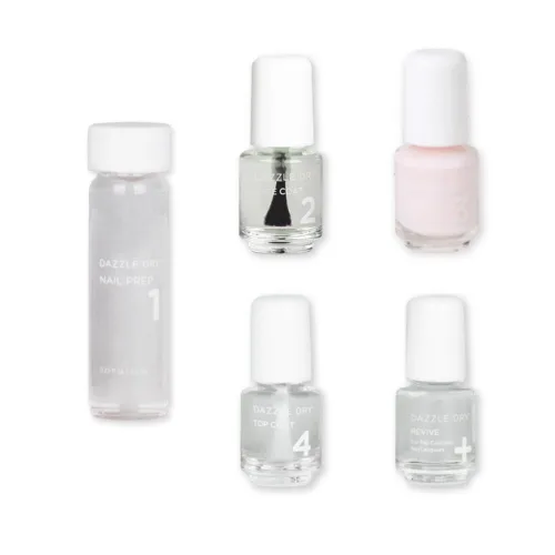 Dazzle Dry Mini Kit Sistema de 4 Pasos - Encanto Atractivo - Un rosa pálido con un acabado cremoso. Crema de cobertura completa. (Kit de 5 Piezas/5