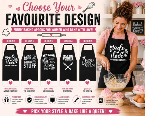 Miniatura 7 de Delantales Divertidos para Hornear para Mujeres y Hombres Lindo Delantal de Panaderos Regalos de Horneado Damas Cocina Cocinando Cumpleaños Mamá