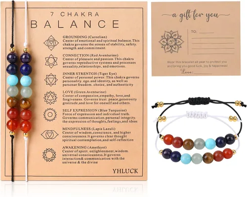 Yhluck 2pcs Carnelian Crystal Bracelet Handmade Natural Healing Gemstone Bracelet with Wish Cards Adjustable Braided Beaded Bracelet Anklet Jewelry