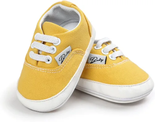 Miniatura 5 de Tenis unisex de lona para bebés y niñas suela de goma suave tobillo alto zapatos de cuna para niños pequeños para primeros caminos