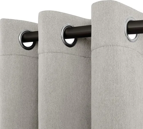 Miniatura 19 de Easy-Going - Cortinas opacas con aspecto de lino para oscurecer la habitación, con ojales para ventana, cortinas para dormitorio, sala de estar