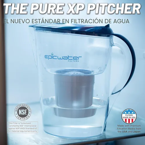 Miniatura 2 de Epic Water Filters Jarras de filtro puro para agua potable, filtro de 10 tazas y 150 galones, Tritan sin BPA, reduce el fluoruro, el cloro, el Azul