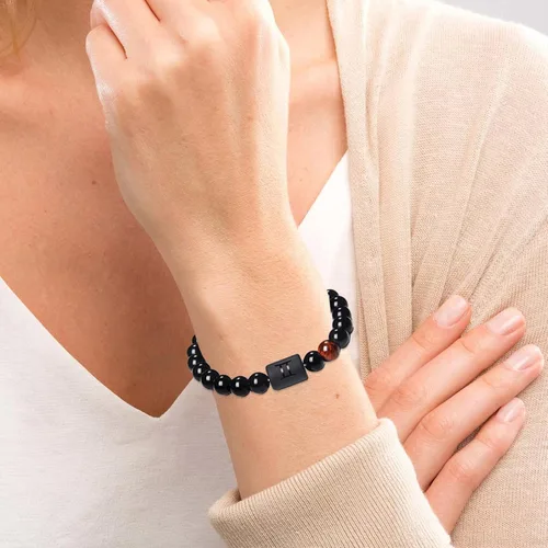 Miniatura 4 de 2 pulseras del zodiaco para mujeres y hombres, pulsera de símbolo de constelación de piedra de ónice negro natural, pulsera de 12 horóscopo