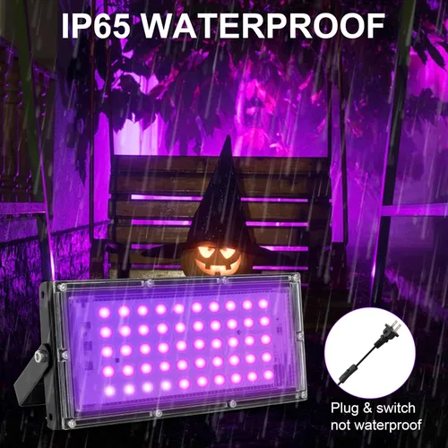 Miniatura 4 de 50W luces negras LED para fiesta brillante, IP65 impermeable luz negra UV reflector 395nm foco de luz negra púrpura lámpara de luz UV fluorescente