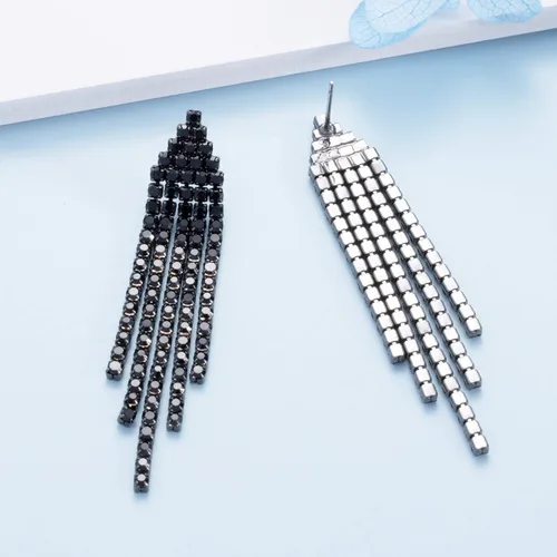 Miniatura 3 de SELOVO - Aretes colgantes de fleco de candelabro con cristales austriacos transparentes