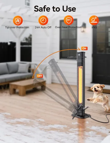 Miniatura 8 de VAGKRI Calentadores al Aire Libre, Calentadores de Carbono Infrarrojos para Patio con Control Remoto de 1s, 9 Niveles de Calor, Temporizador de 24H