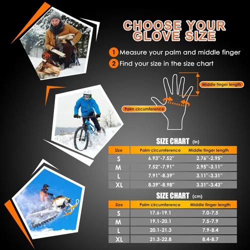 Miniatura 6 de ihuan Guantes de invierno para hombres y mujeres, guantes cálidos impermeables para clima frío, guantes térmicos para pantalla táctil para correr