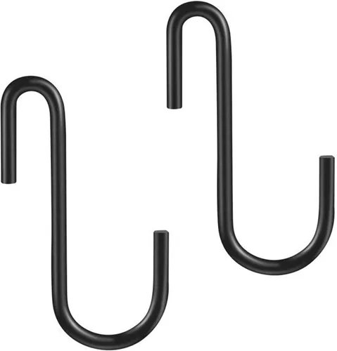 Miniatura 17 de YourGift Paquete de 6 ganchos en S extralargos y resistentes de 10 pulgadas para plantas colgantes, armario, flores, canastas, jardín, patio, Negro