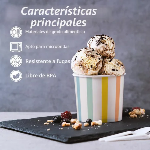 Miniatura 6 de MATICAN Tazas de helado de papel, 50 unidades de 11 onzas, cuencos desechables para postres para alimentos fríos o calientes, suministros de fiesta