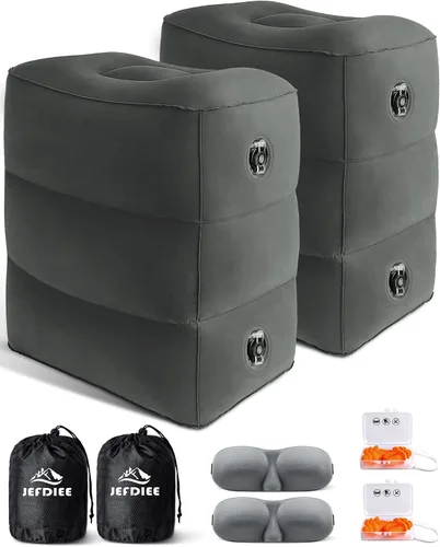 Miniatura 9 de Almohada Reposapiés Inflable para Viaje, Cama de Avión para Niños, Almohada de Reposo de Piernas de 3 Capas Ajustable, Artículos Esenciales de Viaje