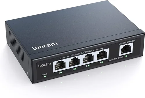 Conmutador PoE Gigabit de 5 puertos, 4 puertos PoE+ 65W 1000Mbps y 1 puerto de enlace ascendente, IEEE802.3af/at Switch de red Ethernet no
