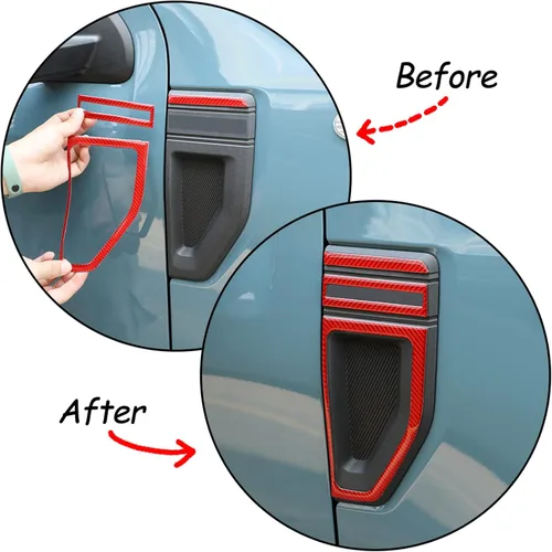 Miniatura 5 de Cubiertas de ventilaciones laterales del guardabarros del automóvil, tira de moldura compatible con Ford Maverick 2022-2025 2026, fibra de carbono