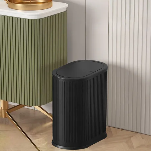 Bote de basura de 1.6 galones con tapa, cubo de basura pequeño para baño, cubo de basura delgado con cubo interior, contenedor de basura con tapa