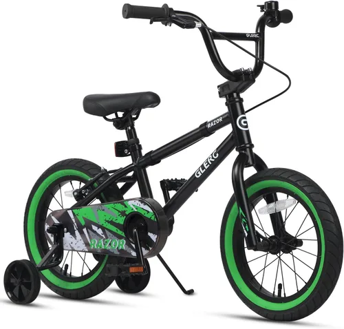 Miniatura 14 de Glerc Bicicleta para niños de 1 a 8 años, bicicleta para niños de 12 a 16 pulgadas, estilo BMX, con ruedas de entrenamiento, bicicleta para niños