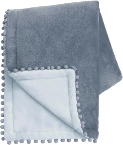 Miniatura 13 de MONDAY MOOSE Manta de forro polar acogedora con flecos de pompones, manta de franela súper suave, diseños de doble cara, para sofá, cama, decoración
