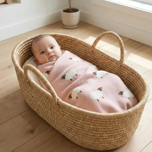 Miniatura 7 de Manta de punto de lujo para bebé Bleu La La - 100% algodón suave, acogedora y ligera; manta envolvente para regalo de baby shower, ideal para recién