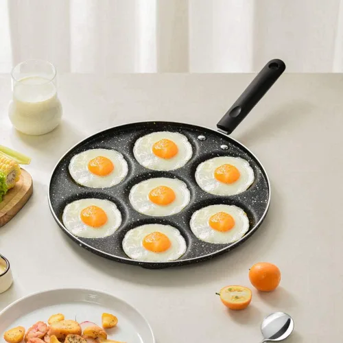 Gavigain Sartén de 7 agujeros, sartén antiadherente para cocinar huevos fritos, sartén rellena para panqueques para desayuno, Aebleskiver Ebelskiver