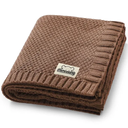mimixiong Manta de bebé tejida para niños y niñas, color beige, 40 x 30 pulgadas