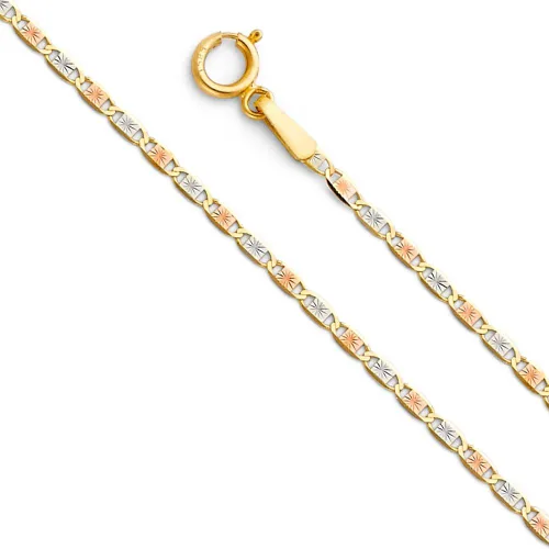 Miniatura 4 de Ioka 14K Tri Color Gold Sweet 15 Years Quinceanera Heart Charm Pendant with 1.5mm Valentino Chain Necklace