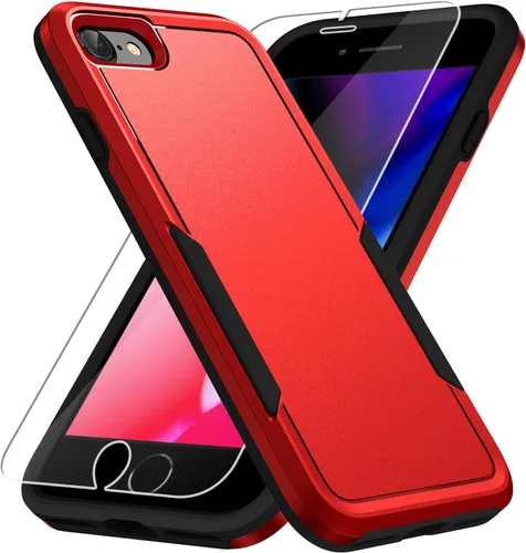 Miniatura 7 de Funda para iPhone SE 2022 (3ª)/2020 (2ª)/iPhone 7/8, con protector de pantalla, [prueba de caídas de grado militar], resistente, resistente, a Negro