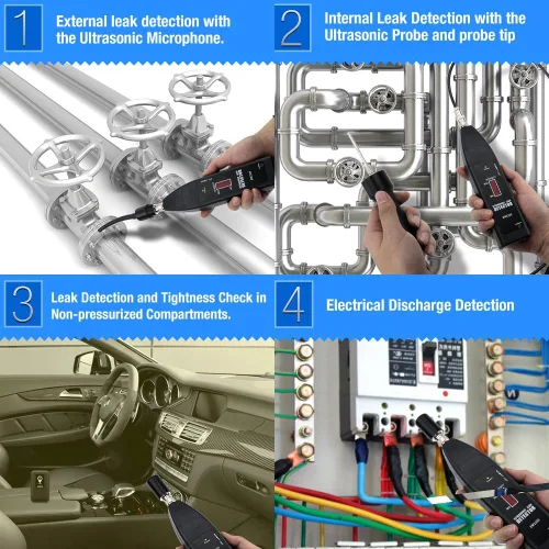 Miniatura 4 de allsun Pro Detector de Fugas Ultrasónico Transmisor Localizador de Ruidos Auto, Estetoscopio Electrónico Monitor de Ruidos de Máquinas HVAC