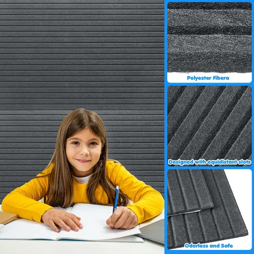 Miniatura 4 de Woanger Paquete de 5 paneles acústicos grandes de 47 x 24 x 0.4 pulgadas, paneles de amortiguación de sonido, autoadhesivos, absorbentes de ruido, a