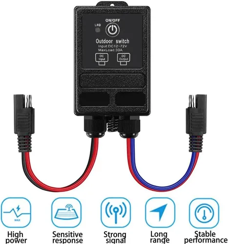 Miniatura 2 de Interruptor de control remoto inalámbrico de 12 voltios con conector SAE, interruptor remoto inalámbrico impermeable de largo alcance de 328 pies