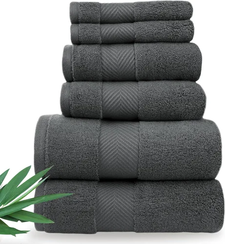Alusa Home - Toallas de baño ultrasuaves y lujosas de viscosa de bambú - 700 g/m² - Juego de 6 toallas de baño de lujo - Super absorbentes y de Gris