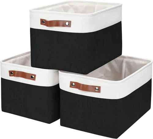 Miniatura 11 de Bagnizer 13x13 Cajas de almacenamiento cúbicas, caja de almacenamiento plegable de tela, paquete de 4 cestas de armario con asas para organizar