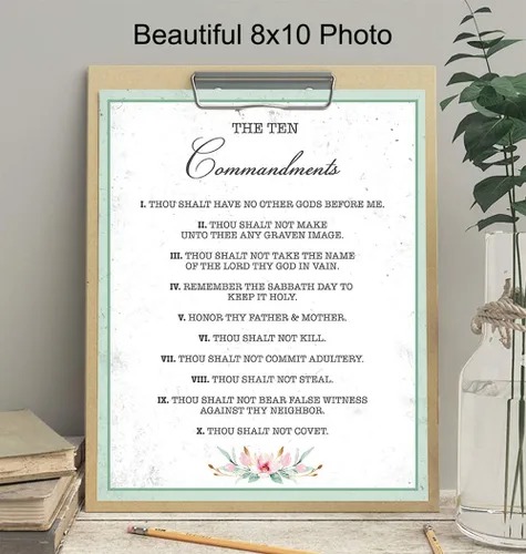 Miniatura 3 de Póster de decoración de pared de los Diez Mandamientos, escritura cristiana religiosa de 8 x 10 pulgadas, versículo de la Biblia, arte para el hogar