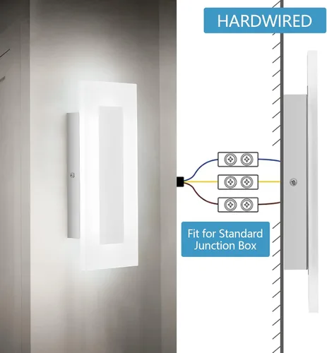 Miniatura 7 de LMQNINE Moderno aplique de pared de acrílico LED, luz blanca cálida, cromado, 6000 K, para dormitorio, pasillo, escaleras, baño, iluminación Cromo