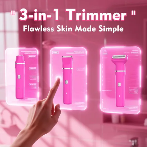 Miniatura 5 de Risina Recortadora de bikini eléctrica para mujer, afeitadora recargable 3 en 1, impermeable, removedor de vello púbico inalámbrico, portátil, sin