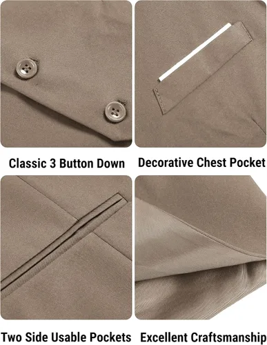 Miniatura 5 de COOFANDY Chaleco de traje de negocios casual para hombre, ajustado, a la cintura, formal