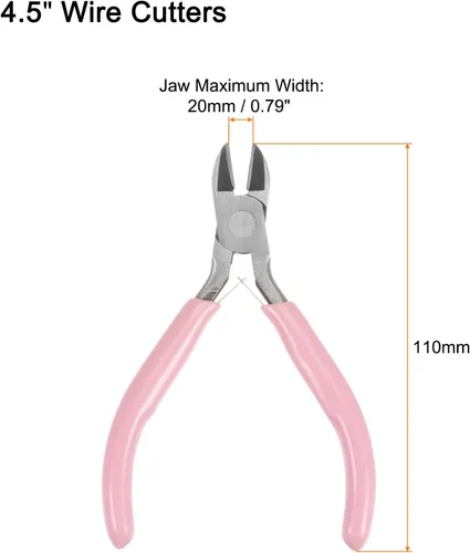 Miniatura 2 de HARFINGTON Alicates de precisión laterales de corte diagonal de 4.5 pulgadas con mango de plástico rosa para manualidades, fabricación de joyas