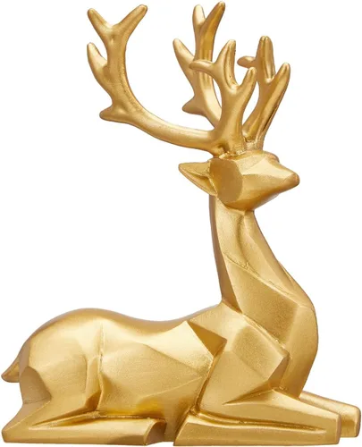 Miniatura 8 de Decoración de Navidad 2 piezas Adornos de reno de resina Escultura de ciervo madre e hijo Pareja de ciervos Escultura utilizada para sala de estar