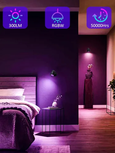 Miniatura 2 de Luces de Foco LED para Interiores 3W RGB Iluminación de Acento Luces Ascendentes para Interiores Lámpara de Foco para Plantas 120V Iluminación RGBW