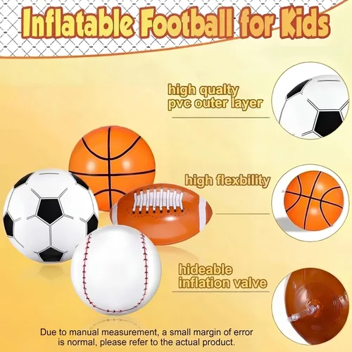 Miniatura 6 de Sosation 8 piezas de pelotas inflables deportivas de 16 pulgadas, pelota de playa inflable, 4 estilos de pelotas de decoración para fiestas