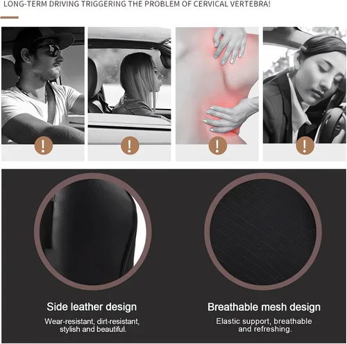 Miniatura 4 de Cojines para reposacabezas de asiento de automóvil, almohada ergonómica de espuma viscoelástica 3D para el cuello del auto con funda extraíble, Beige