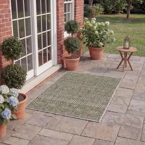 Miniatura 57 de SAFAVIEH Alfombra lavable para exteriores, colección Courtyard de 2.3 x 16 pies, color negro y gris, no desprende pelusa y de fácil limpieza, ideal