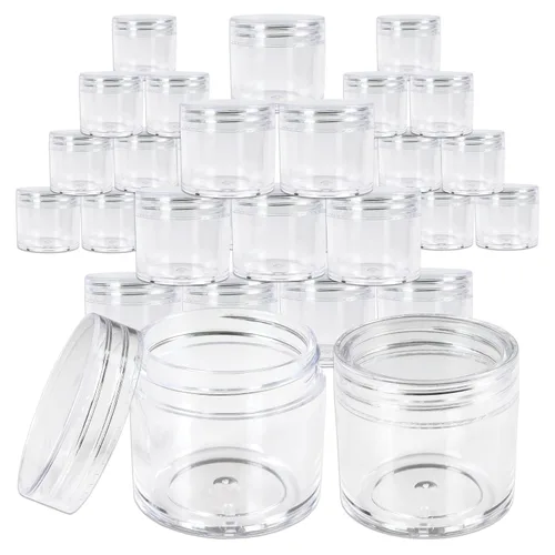 Miniatura 11 de Beauticom 1.06 oz/1.0 fl oz (1 fl. oz.) Tarros de plástico transparente de doble pared a prueba de fugas con tapas superiores planas para cremas, Oro