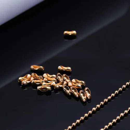Miniatura 6 de Tiparts - Cadena con cuentas de bolas de 9.1 m de acero inoxidable de 18K dorado, con 20 broches conectores, juegos de cadena de cuentas de bolas