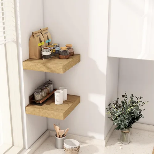 Miniatura 2 de Fun Memories Estante flotante de 12 pulgadas, estantes de pared de madera rústica para decoración de pared y almacenamiento, estante flotante de 12