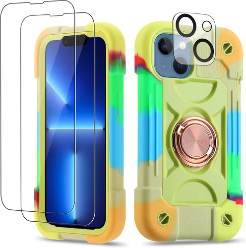 Miniatura 139 de Funda para iPhone 11 de 6.1 pulgadas con soporte de anillo, con 2 protectores de pantalla de vidrio, resistente a los golpes, resistente a